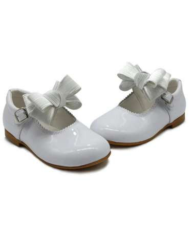 Bambi Patent Mary Jane Shoes With J.O. Bow - White J.O.