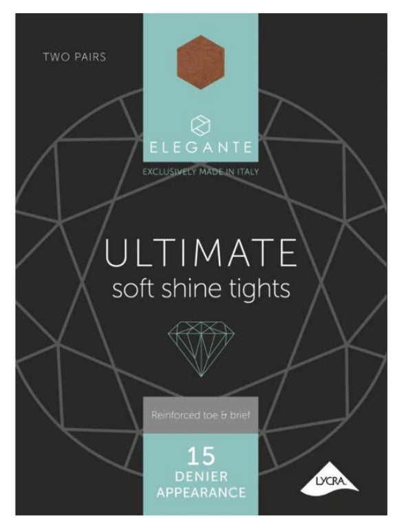 Elegante Ultimate Soft Shine Bronze Glow Small 15 Denier 2 Pack