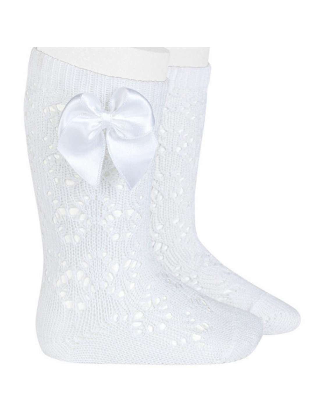 Condor Geometric Openwork Knee High Socks With Bow (Multiple Colours)”
