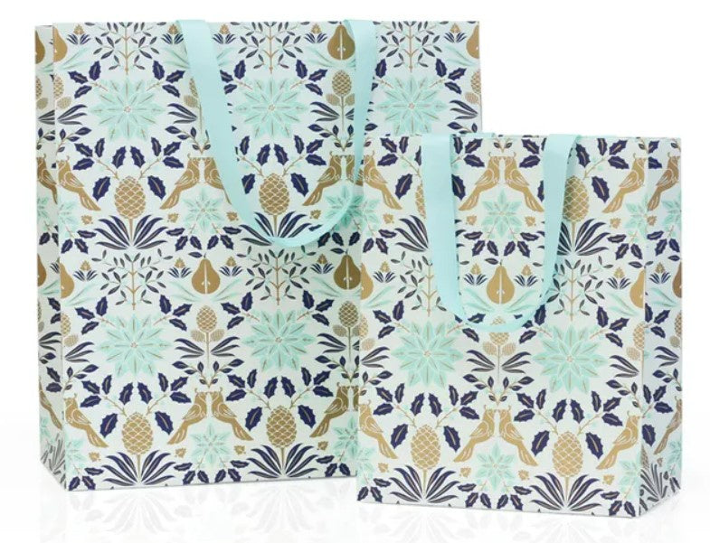 Gift Bag Poinsettia Blue - Large