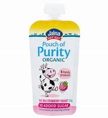 Jalna Pouch Of Purity Kids Yoghurt Strawberry 100g