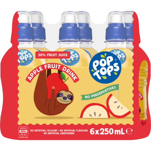 Pop Tops Apple Fruit Drink 6x250ml