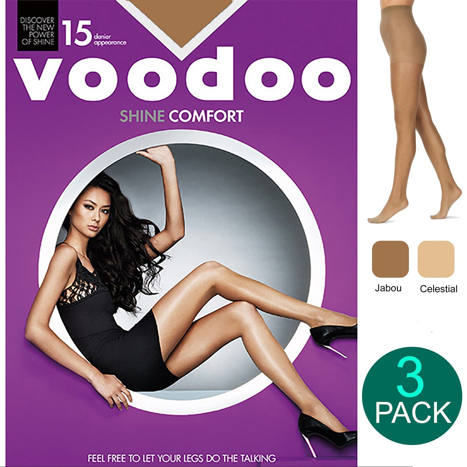 Voodoo Stockings 3pk Shine Comfort Celestial Tall