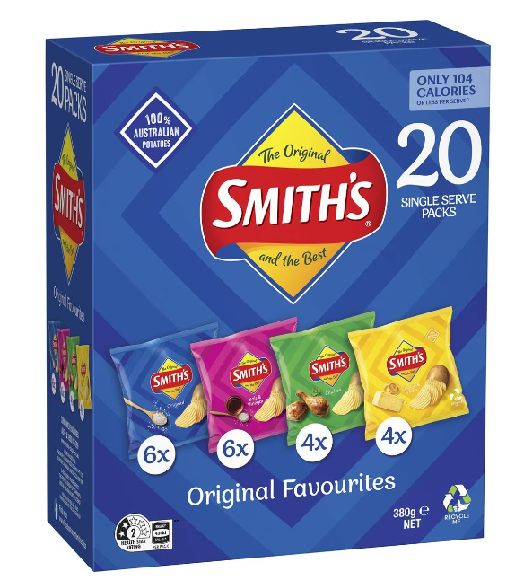Smith's Chips Original Favourites Crinkle Cut 20 Pack 380g