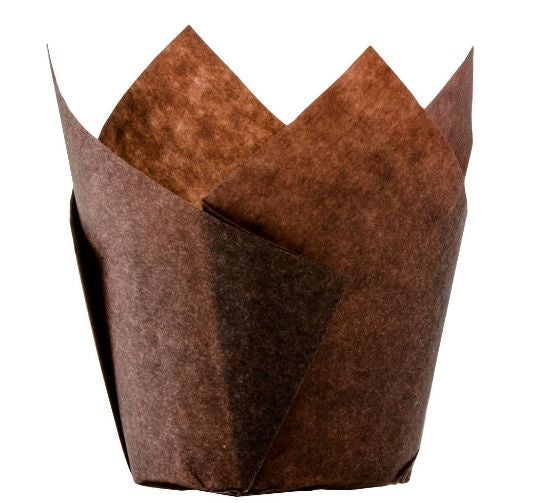 Muffin Tulip/Parchment Baking Cups - Brown Pk 40