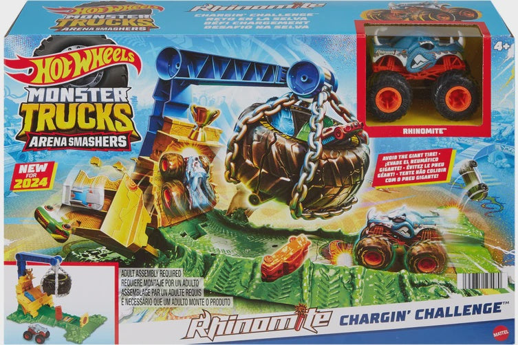 Hot Wheels Monster Trucks Arena Smashers: Rhinomite Chargin Challenge Playset