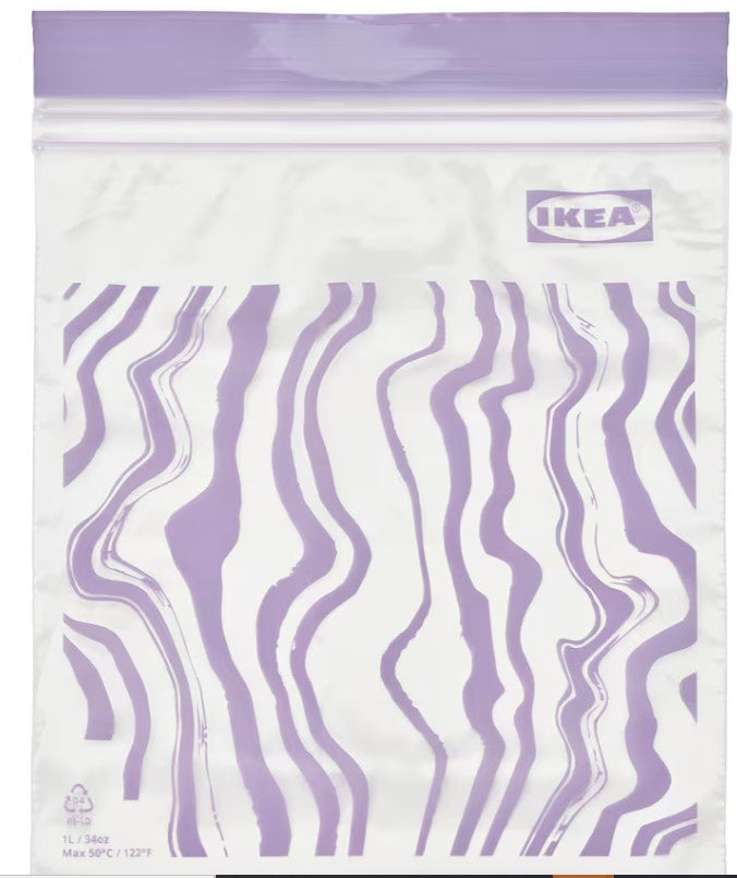 Ikea Istad 1L Resealable Bag Patterned Lilac 20pk