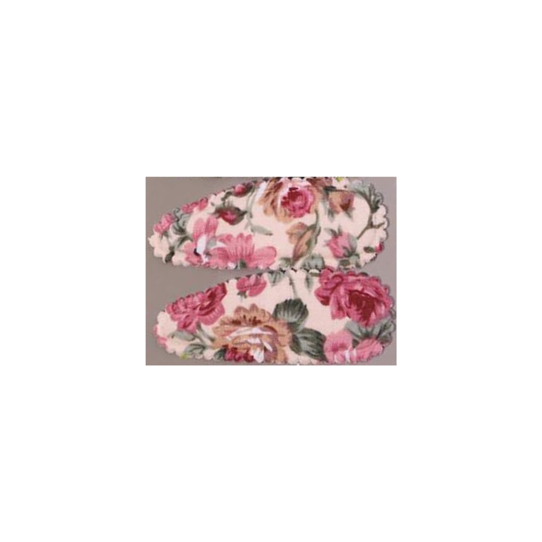 Girls Scarf Clips - Pink & Cream Floral