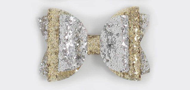 Girls Hair Clip - Glitter Silver & Gold