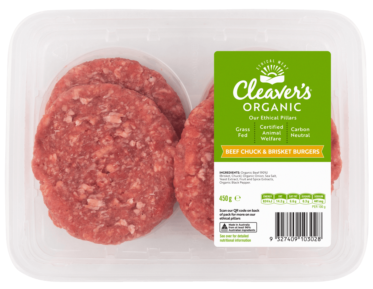 Cleavers Organic Chuck & Brisket Burger 450gm