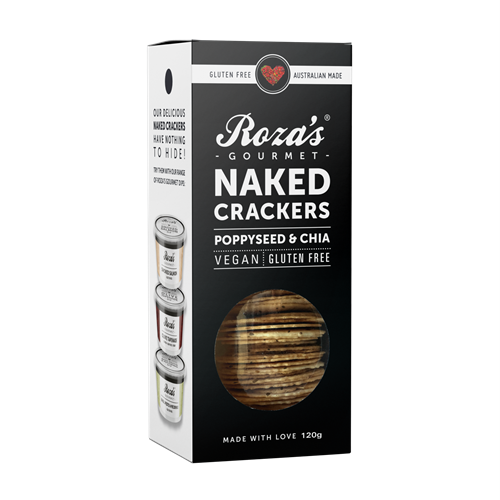 Roza's Gourmet Naked Crackers Poppyseed & Chia GF 120g