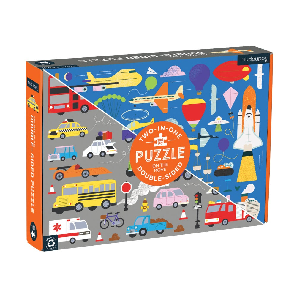 Mudpuppy 100 Pc Double-Sided Puzzle - On The Move