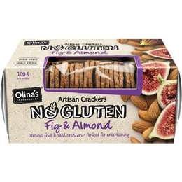 Olina's Bakehouse Gluten Free Fig & Almond Crackers 100g