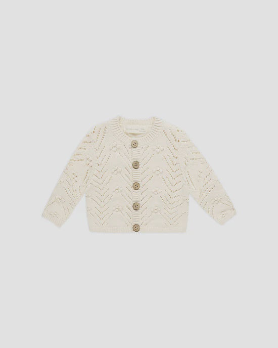 Quincy Mae Knit Cardigan || Natural 3-6mths