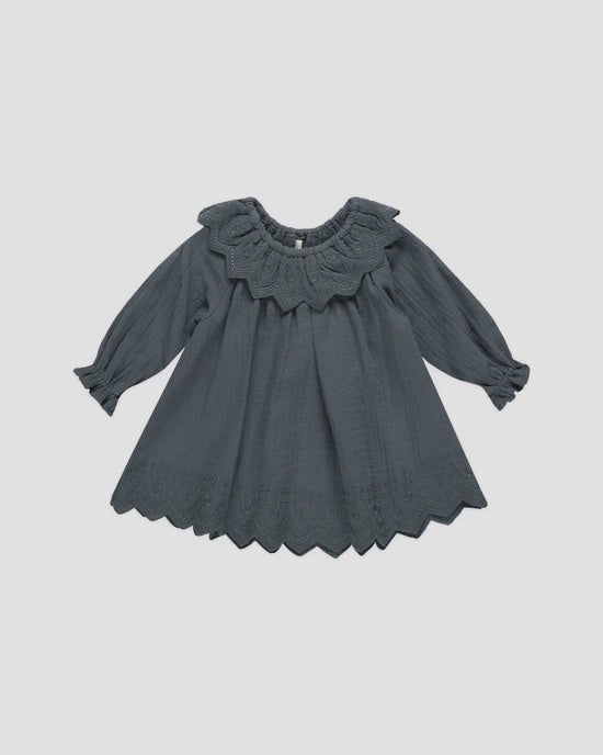 Quincy Mae Long Sleeve Isla Dress || Indigo 18-24mths