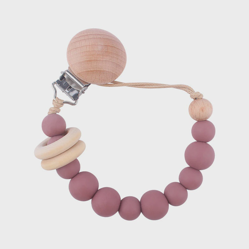 Bead Dummy Chain With Wood Rings - Rose