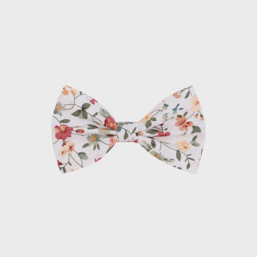 Girls Scarf Clips - Cream Floral Bow (1)