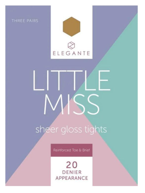 Elegante Little Miss Sheer Gloss Natural 9/10 Yr 3 Pack