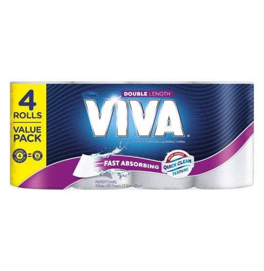 Viva Paper Towel, Double Length Multi-Use 4 Pack