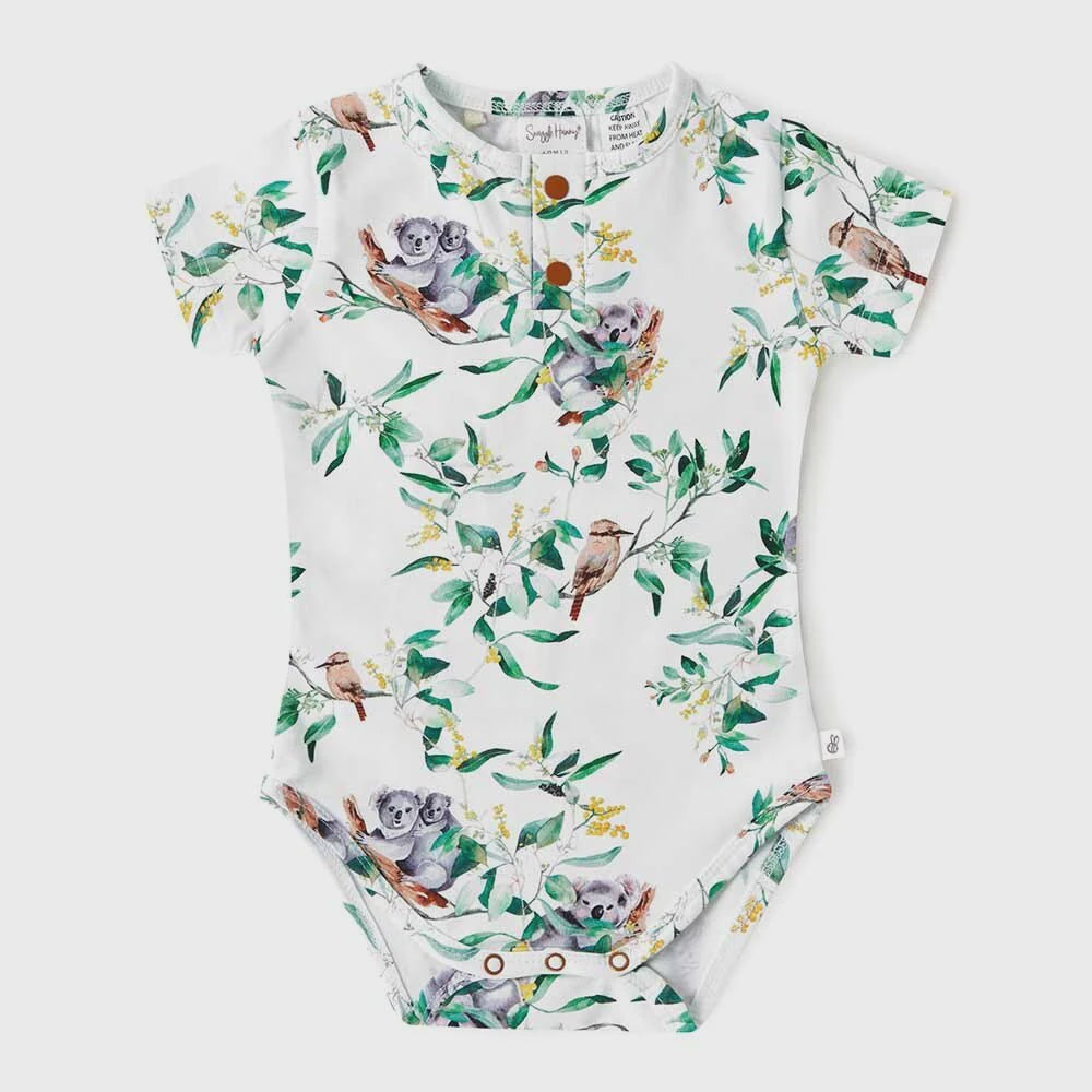 Snuggle Hunny Eucalypt Short Sleeve Bodysuit Size 6-12 Months (0)