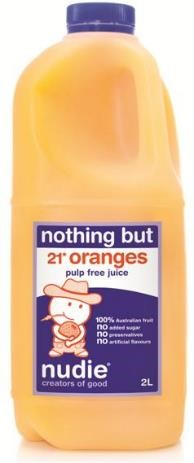 Nudie Nothing But Oranges Pulp Free Juice 2L