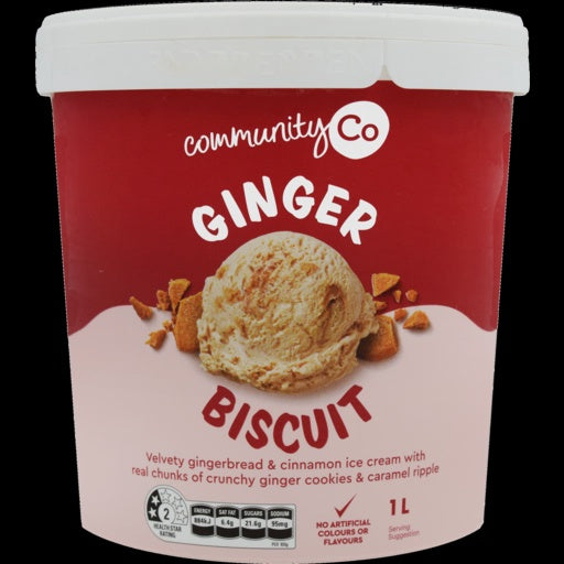 Community Co Ginger Biscuit Ice Cream 1L