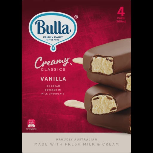 Bulla Creamy Classic Vanilla Ice Cream 4pk