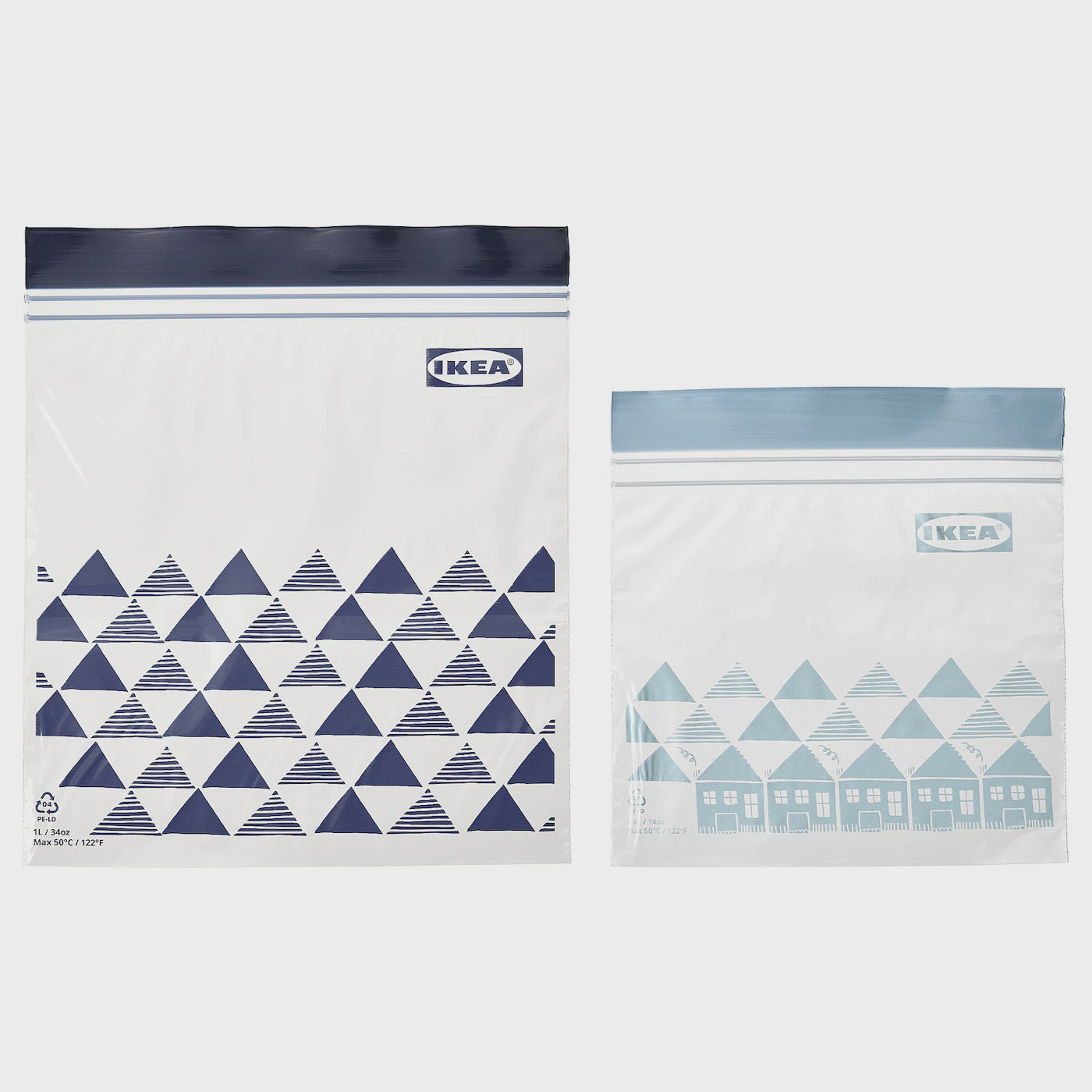 Ikea Istad Resealable Bag  Patterned Blue  0.4L & 1L 60pk