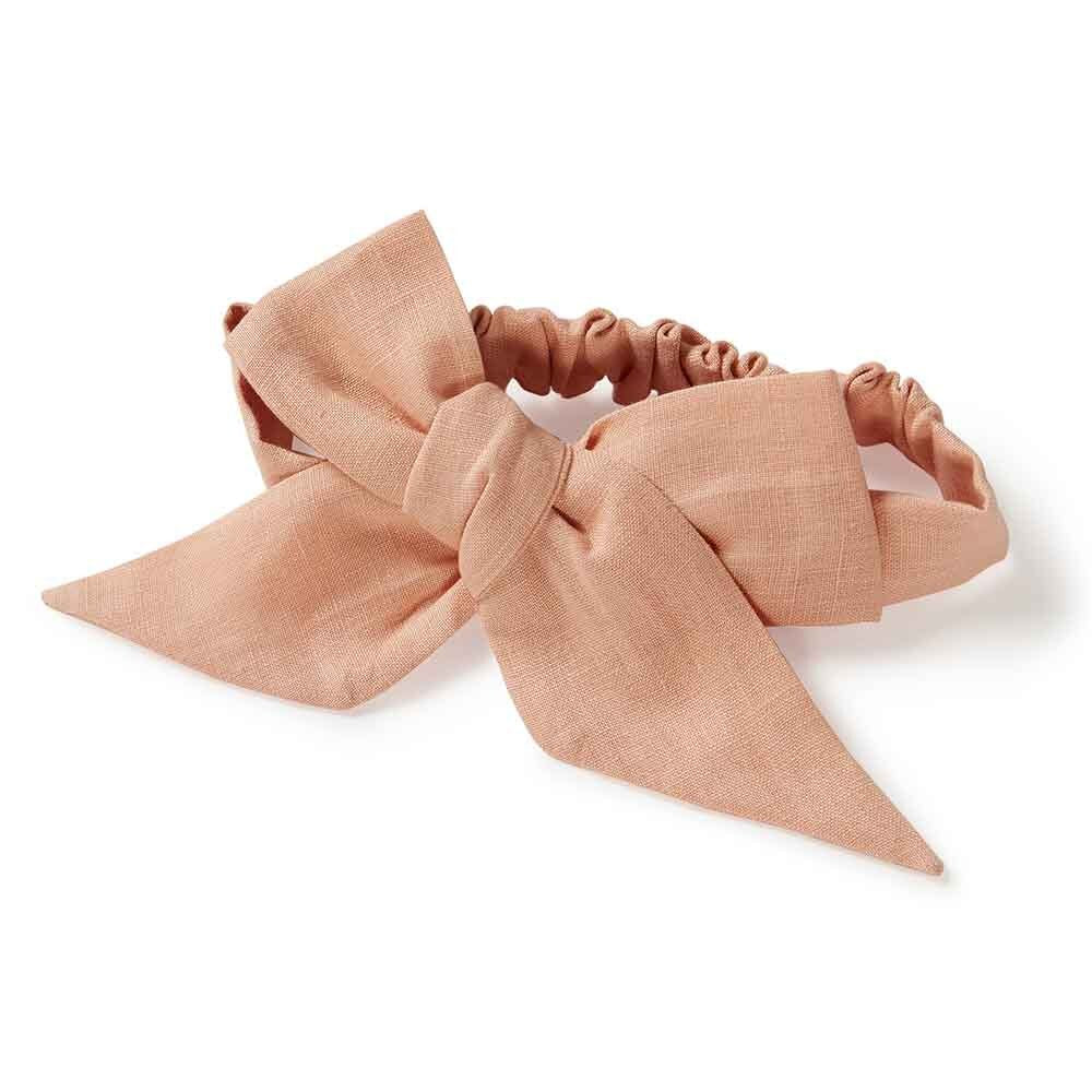 Snuggle Hunny Linen Bow Headband Rust