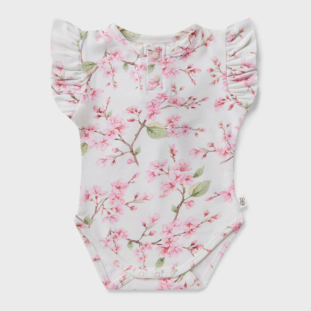 Snuggle Hunny Cherry Blossom Ss Bodysuit w Frill NB (0000)