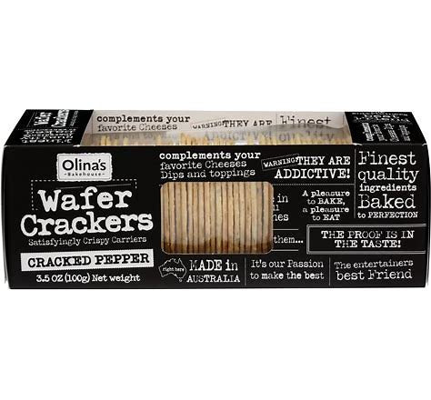 Olina's Bakehouse Wafer Crackers Black Pepper 100g