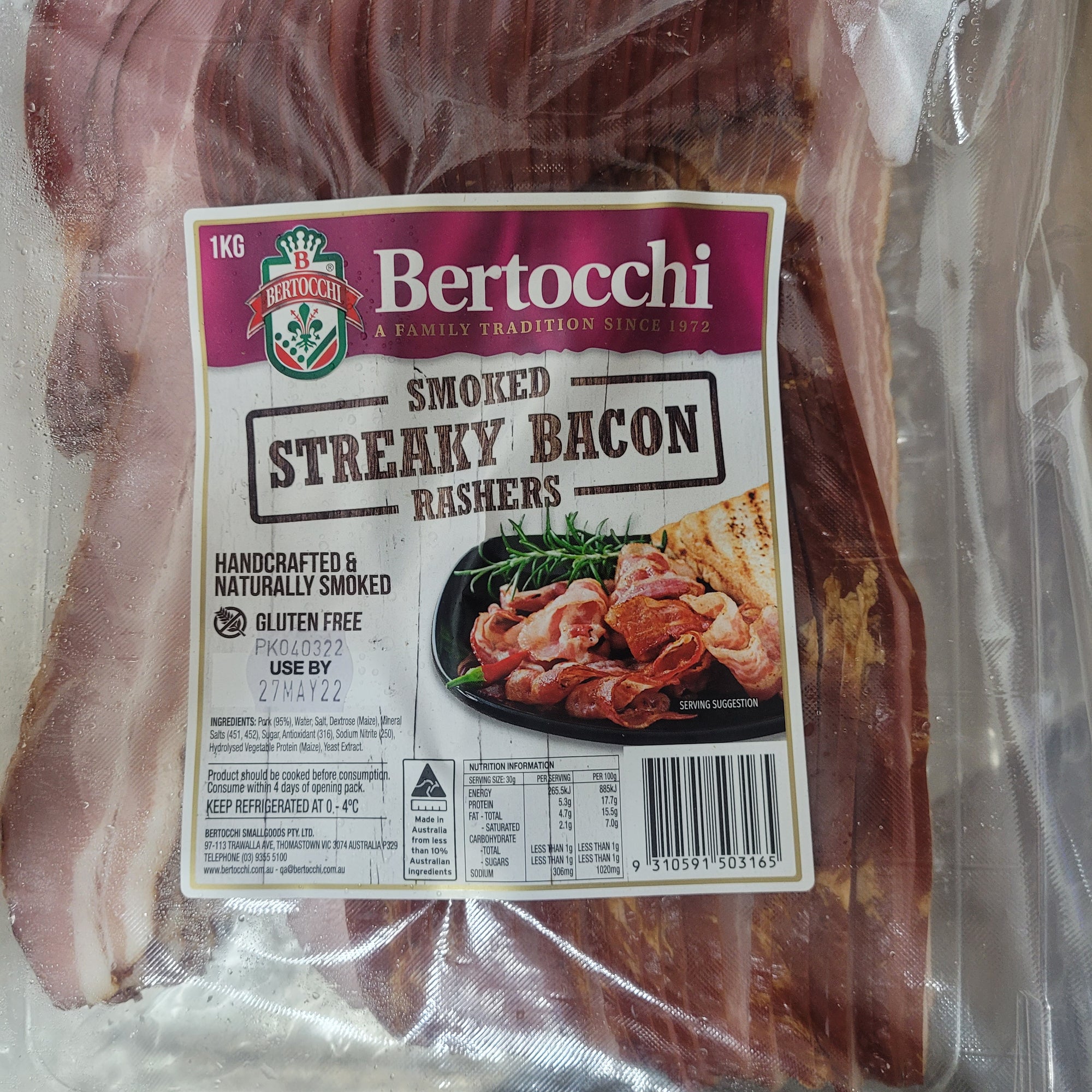 Bertocchi Streaky Bacon 1kg