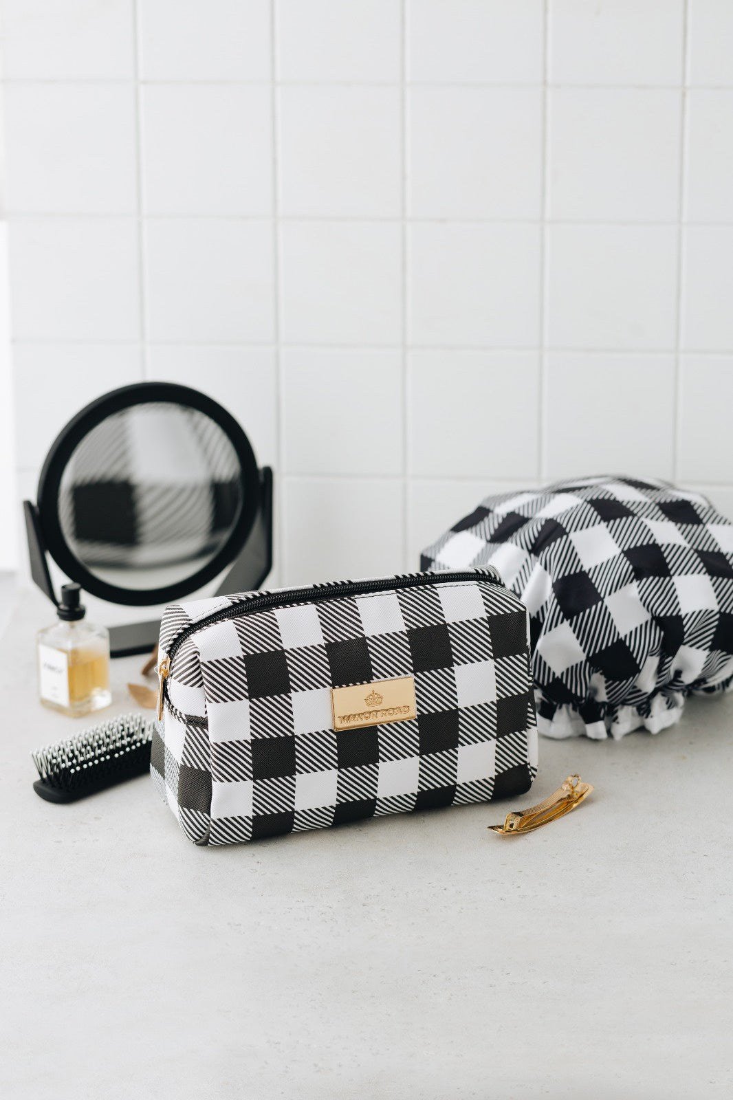 Manor Road Travel Bag Black Gingham